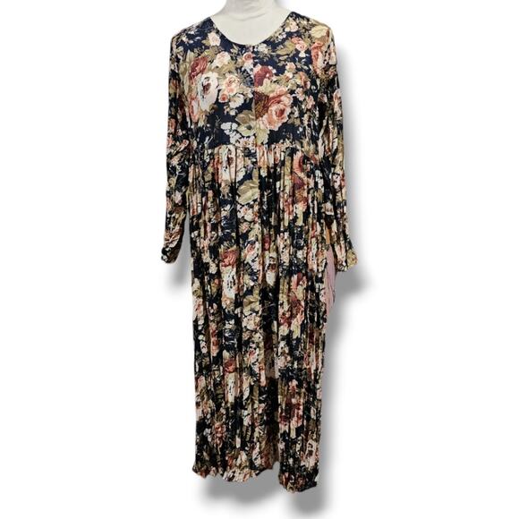 Vintage Flowy 90s Floral Semi Sheer Maxi Dress Campagnie Internationale Express - Picture 1 of 4